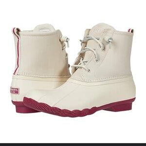 Sperry Duck Boot Rain Shoe - Oatmeal/Fuschia